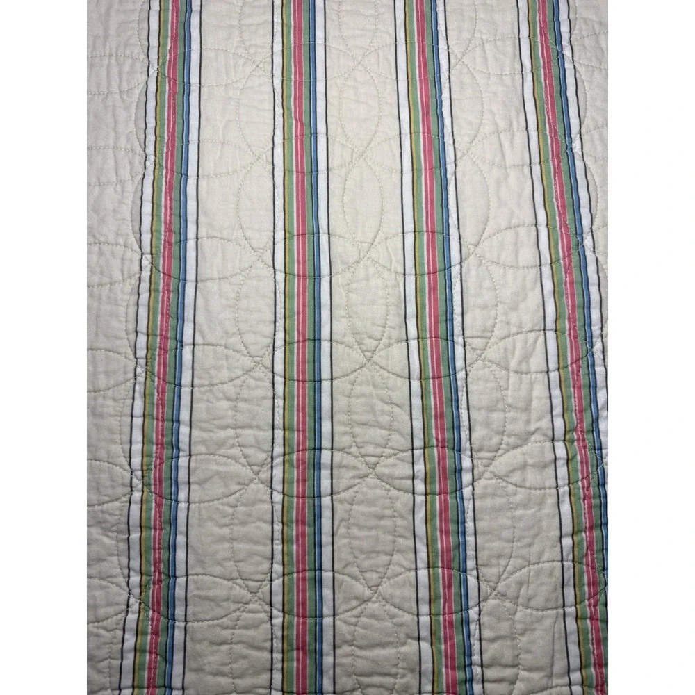 Ralph Lauren Quilt Paisley Floral Queen Shabby‎ Chic Coverlet Blue Pink Stripes